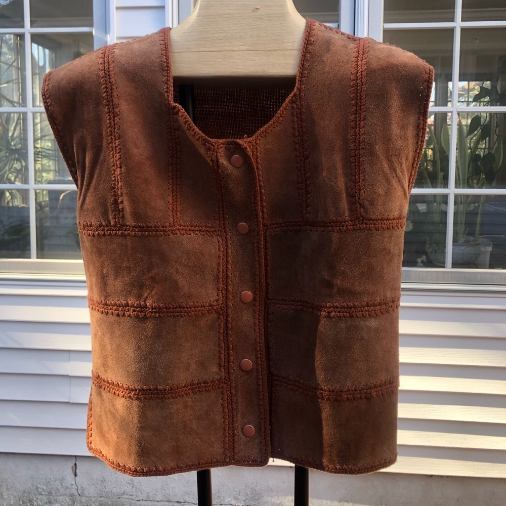 Vintage Patchwork Leather Vest - image 8
